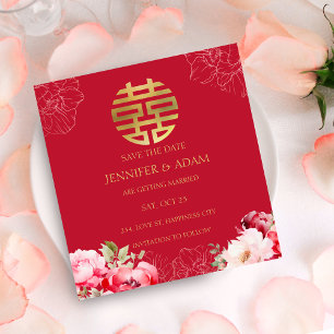 Teazeremonie Chinesische Hochzeit Save-the-Date-Ka Einladung