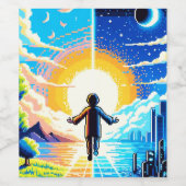 Tech and Nature Harmony - 8-Bit Pixel Art Weinetikett (Einzelnes Label)