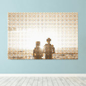 Tech Black&Orange Halftone Effekt Couple Beach Leinwanddruck (Insitu (Holzboden))