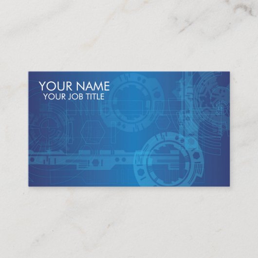 Tech Blue | Minimalistischer moderner Tech QR-Code Visitenkarte (Vorderseite)