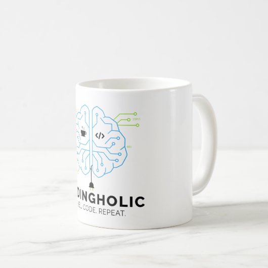 Tech Brain Coding Mug for Programmers & Coders Kaffeetasse (VorderseiteRechts)