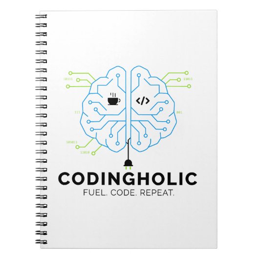 Tech Brain Coding Notebook for Programmers Notizblock (Vorderseite)