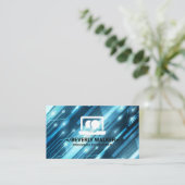 Tech-Computer-Logo | Hintergrund zum Binärcode Visitenkarte (Stehend Vorderseite)