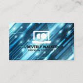 Tech-Computer-Logo | Hintergrund zum Binärcode Visitenkarte (Vorderseite)