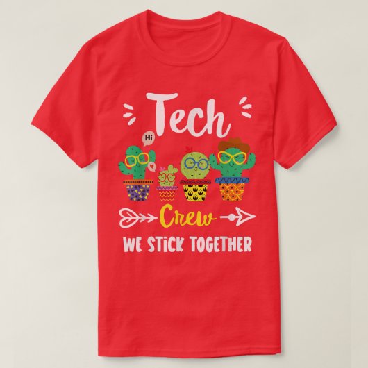 Tech Crew, Funny Niedlich School Cactus Team Tech T-Shirt (Design vorne)