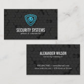 Tech Cyber Shield-Logo | Geometrischer Hintergrund Visitenkarte (Vorne/Hinten)