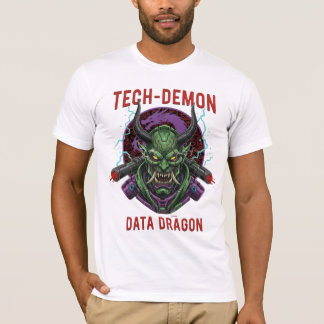 Tech-Dämon Data-Drache T-Shirt | Cyberpunk Oni-Mas