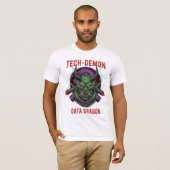 Tech-Dämon Data-Drache T-Shirt | Cyberpunk Oni-Mas (Vorne ganz)