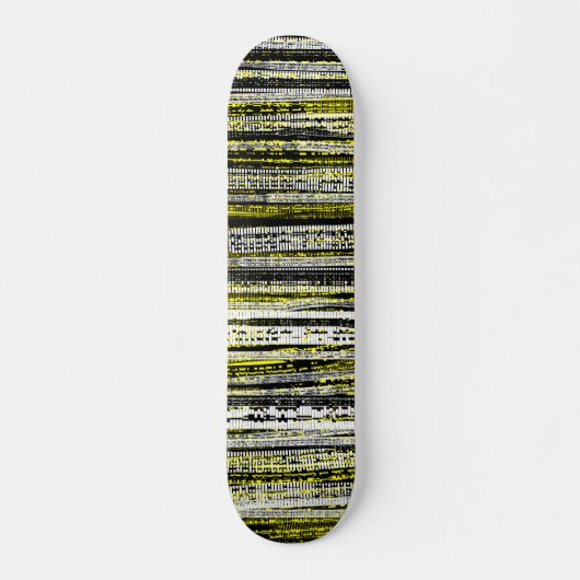 Tech Decode - Schwarz und Weiß auf Gelb Skateboard (Vorne)
