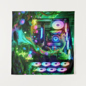 Tech Dschungel: Die Natur trifft Neon in einer Gam Wandteppich (Vorderseite (Horizontal))