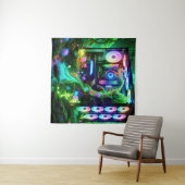 Tech Dschungel: Die Natur trifft Neon in einer Gam Wandteppich (Beispiel (Horizontal))