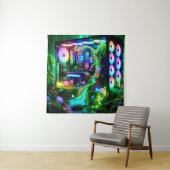 Tech Dschungel: Die Natur trifft Neon in einer Gam Wandteppich (Beispiel)