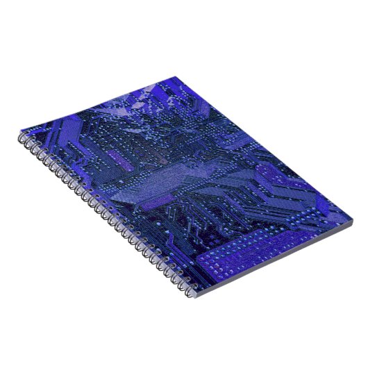 Tech Electronics, blaues Cyber-Schalttafel Notizblock (Rechte Seite)