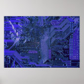 Tech Electronics, blaues Cyber-Schalttafel Poster (Vorne)