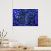 Tech Electronics, blaues Cyber-Schalttafel Poster (Küche)
