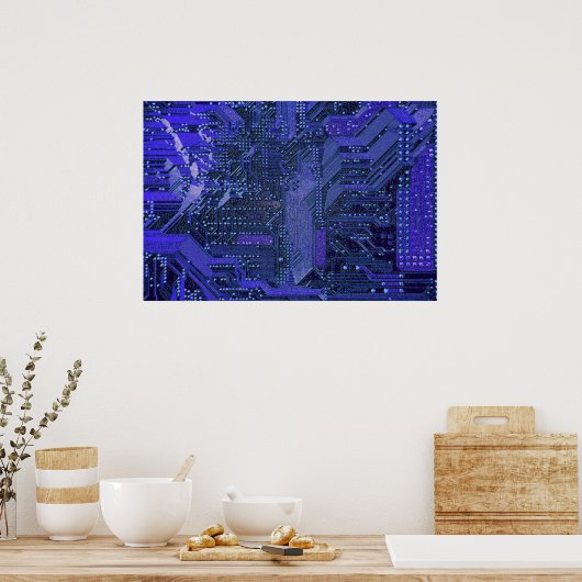 Tech Electronics, blaues Cyber-Schalttafel Poster (Küche)