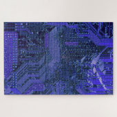 Tech Electronics, blaues Cyber-Schalttafel Puzzle (Horizontal)