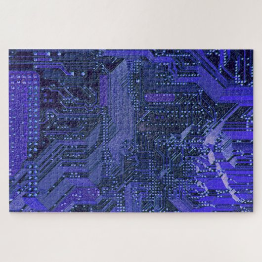 Tech Electronics, blaues Cyber-Schalttafel Puzzle (Horizontal)