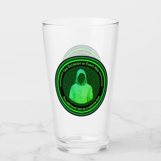 Tech Event Cyber Hacker - Schwarz und Grün - Geek Glas (Vorderseite)