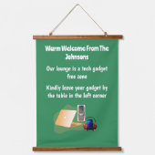 Tech-Free-Zone-Willkommens-Wandteppich-Set Wandteppich Mit Holzrahmen (Vorderseite)