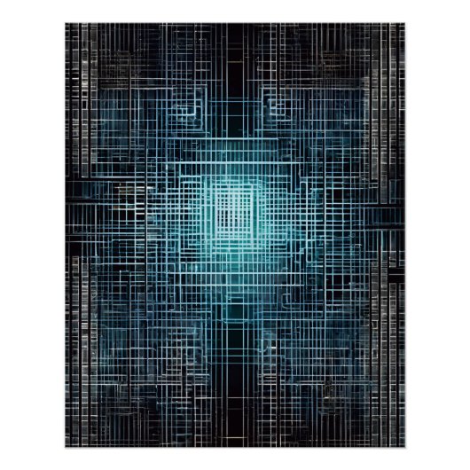 Tech Grid: Sleek Digital Art Poster (Vorderseite)