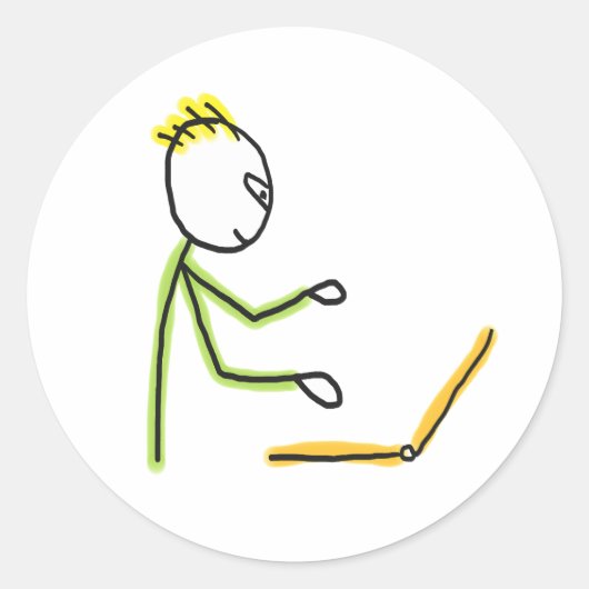 Tech Guy Stickman Runder Aufkleber (Vorderseite)