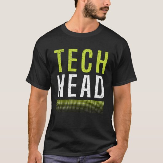 Tech Junkie Tech Head Technology Enthusiasten T-Shirt (Vorderseite)