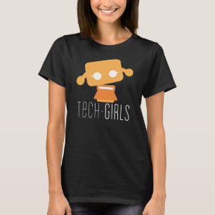 Tech-Mädchen-schwarzer T - Shirt mit orange Punkt
