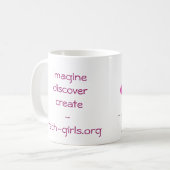Tech-Mädchen-Tasse mit lila Punkt Kaffeetasse (Vorderseite Links)