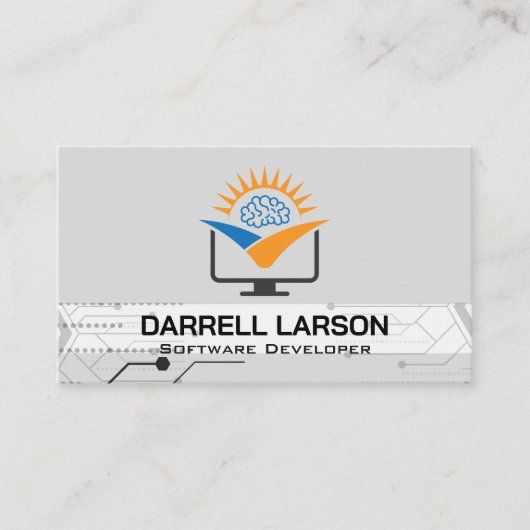 Tech Nodes | Brain Computer-Logo Visitenkarte (Vorderseite)