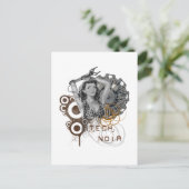 Tech noir Zellstoff Steampunk Dame Postkarte (Stehend Vorderseite)