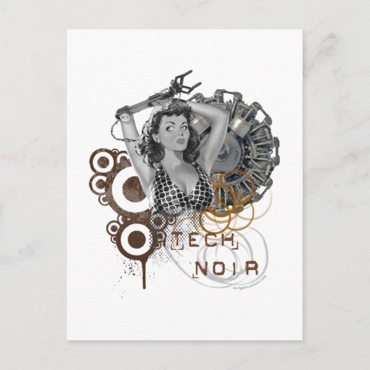 Tech noir Zellstoff Steampunk Dame Postkarte (Vorderseite)