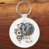 Tech noir Zellstoff Steampunk Dame Schlüsselanhänger (Vorderseite)