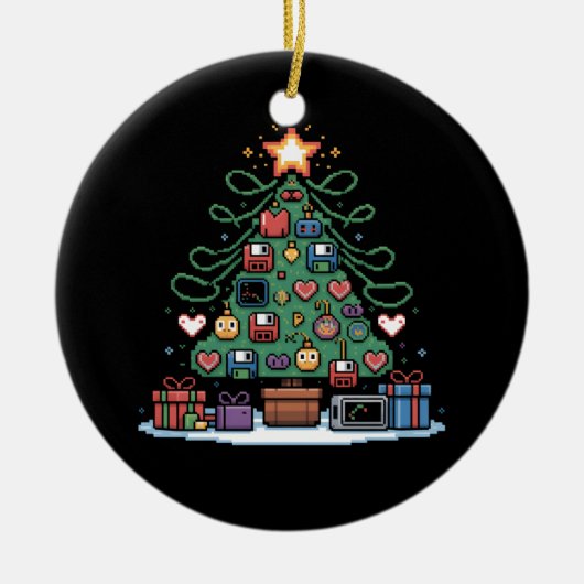 Tech Programming Retro Gaming Weihnachtsbaum Geek Keramik Ornament (Vorne)