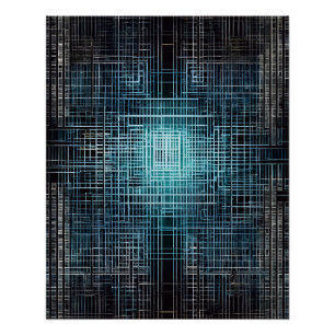 Tech-Raster: Schlankes digitales Kunstwerk Poster