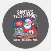 Tech Rebooting Support Santa s Shirt Runder Aufkleber (Vorderseite)