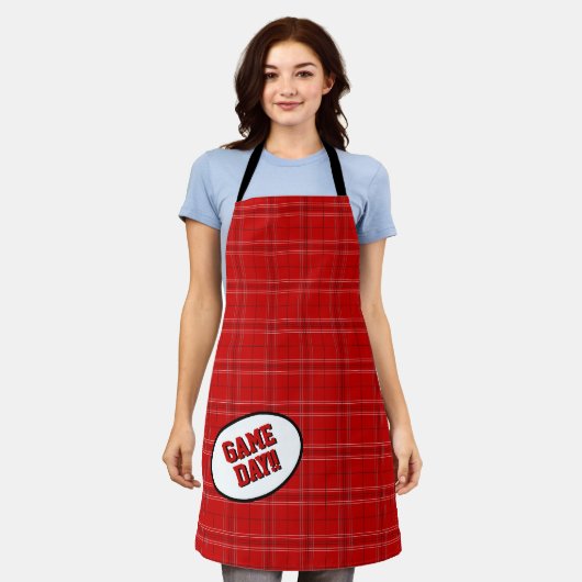 Tech Red Kariert Pattern Game Day Schürze (Getragen)