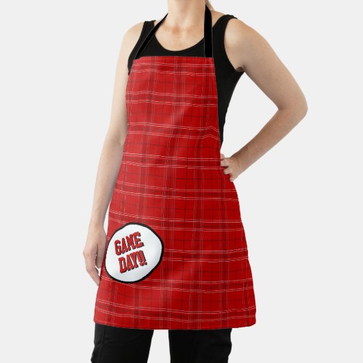 Tech Red Kariert Pattern Game Day Schürze (InSitu)