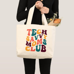 Tech Savvy Moms Club Souvenir Retro Style Groovy Jumbo Stoffbeutel