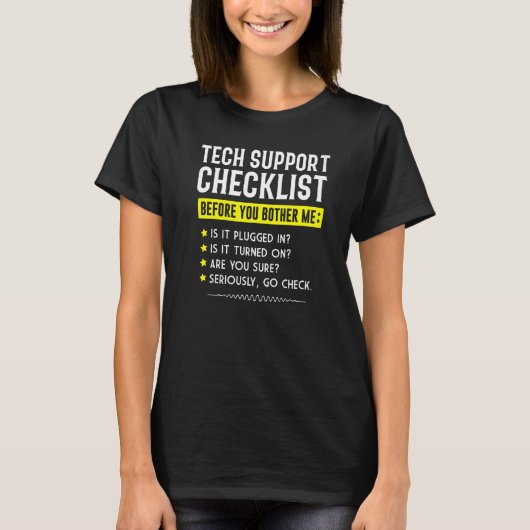 Tech Support Checklist  Computer Geek Sysadmin Pre T-Shirt (Vorderseite)
