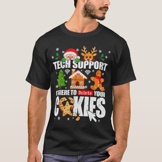 Tech Support Delete Your Cookies Men Ugly Christma T-Shirt (Vorderseite)