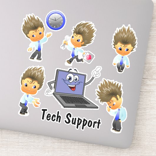Tech Support Light Hair Custom Cut Vinyl Sticker (Detail)