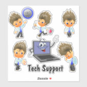 Tech Support Light Hair Custom Cut Vinyl Sticker (Blatt)