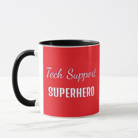 Tech Support Superheran Funny Spaß Mit Monogramm R Tasse (Links)