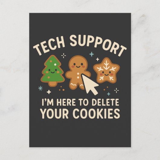 Tech-Support-Weihnachten-Cookies-Löschen-Süß Postkarte (Vorderseite)
