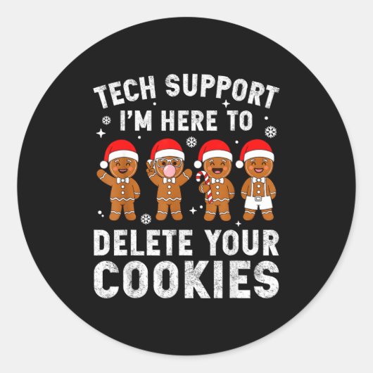 Tech Suprt Christmas Cookies Women Men Funny Chris Runder Aufkleber (Vorderseite)