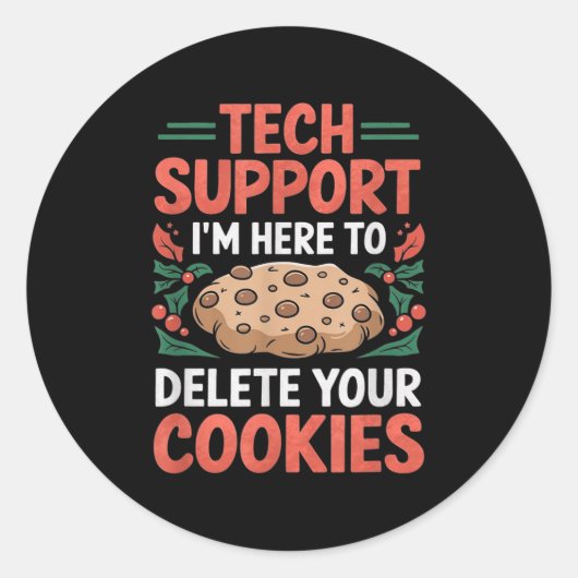 Tech Suprt Christmas Helpdesk Computer Geek Cookie Runder Aufkleber (Vorderseite)