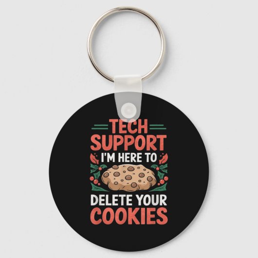 Tech Suprt Christmas Helpdesk Computer Geek Cookie Schlüsselanhänger (Vorderseite)