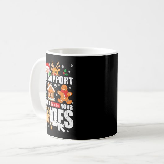 Tech Suprt Delete Your Cookies Men Ugly Christmas Kaffeetasse (Vorderseite Links)