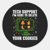 Tech Suprt Delete Your Cookies Men Ugly Christmas Runder Aufkleber (Vorderseite)